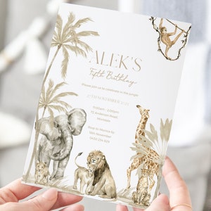 Jungle Safari Birthday Invitation Printable Template - Etsy
