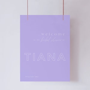 Lilac lavender Modern Bridal Shower Welcome Sign | Kitchen tea welcome sign