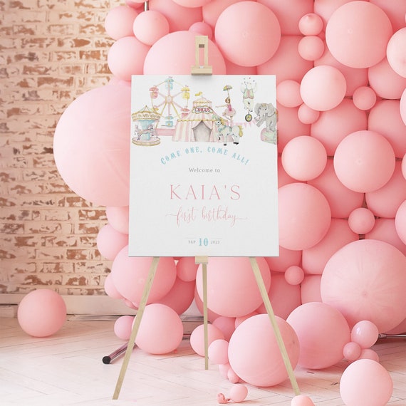 Carnival Girls First Birthday Welcome Sign | 1st Birthday | Birthday Party Sign | Printable template