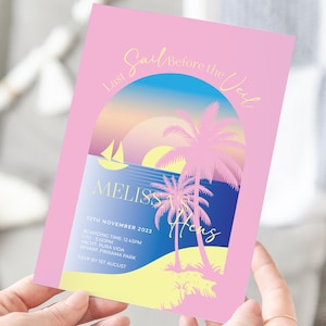 Last Sail Before the Veils Hens or Bridal Shower Invitation | Vibrant and Fun Yacht Party Invitation