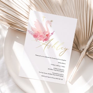 Invito al battesimo della principessa del cigno / Invito al battesimo floreale del cigno grazioso