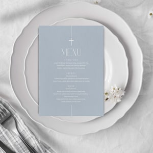 Blue Christening Baptism Menu Design | Personalised and Printable Template