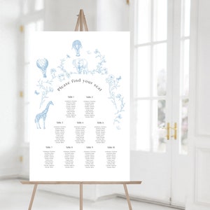 Toile de Jouy Baby Shower Seating Chart | Editable Safari design seating chart | Printable template