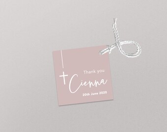 Modern Pink Thank you tag |Printed