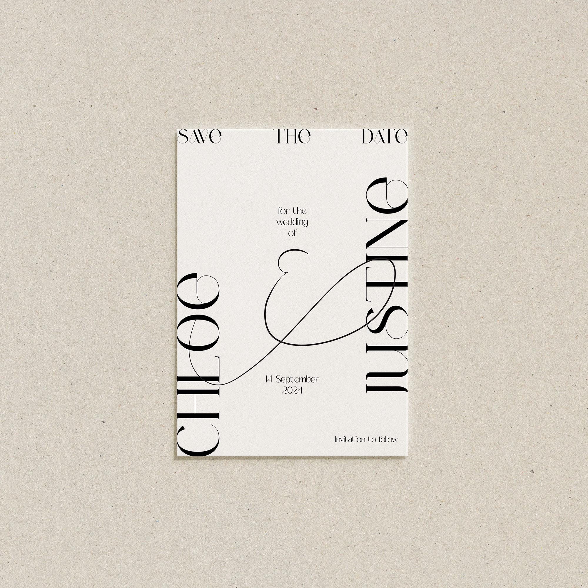 Modern Lux Black and White Save the Date| Printable Template | DIY Wedding Menu | Digital Template