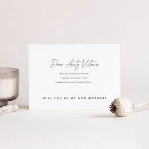 Tarjeta de propuesta de Dios Padre / Diseño moderno y minimalista / ¿Serás mi madrina?