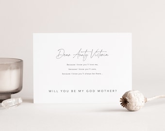 God Parent Proposal Card | Modern and minimalistic design | Will you be my Godmother