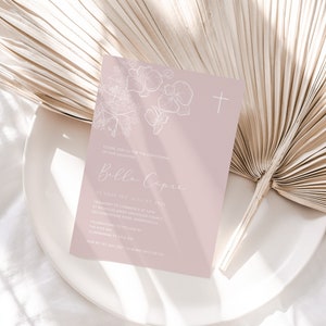 Blush floral Orchids and Babies Breath Christening Invitation | Girls Baptism Invitation | Elegant Modern Invitation | Instant download