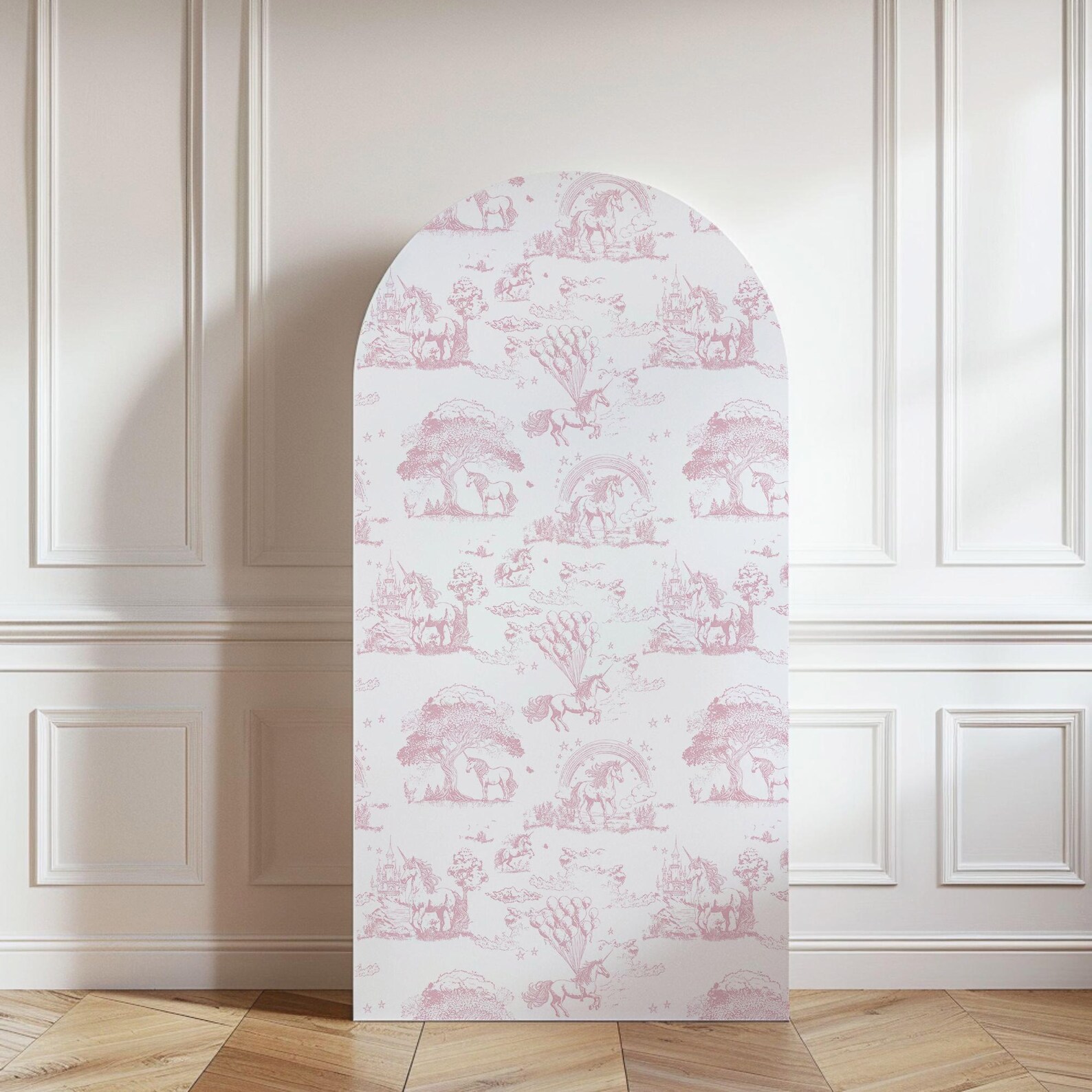 Toile Photo Backdrop Magical Unicorn Toile De Jouy Backdrop – Dusty Pink | 4x8 Ft Baby ...
