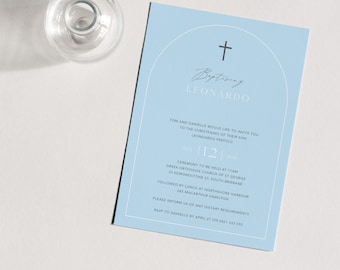 Boys Blue Arch Invitation | Baptism Invitation | Digital template