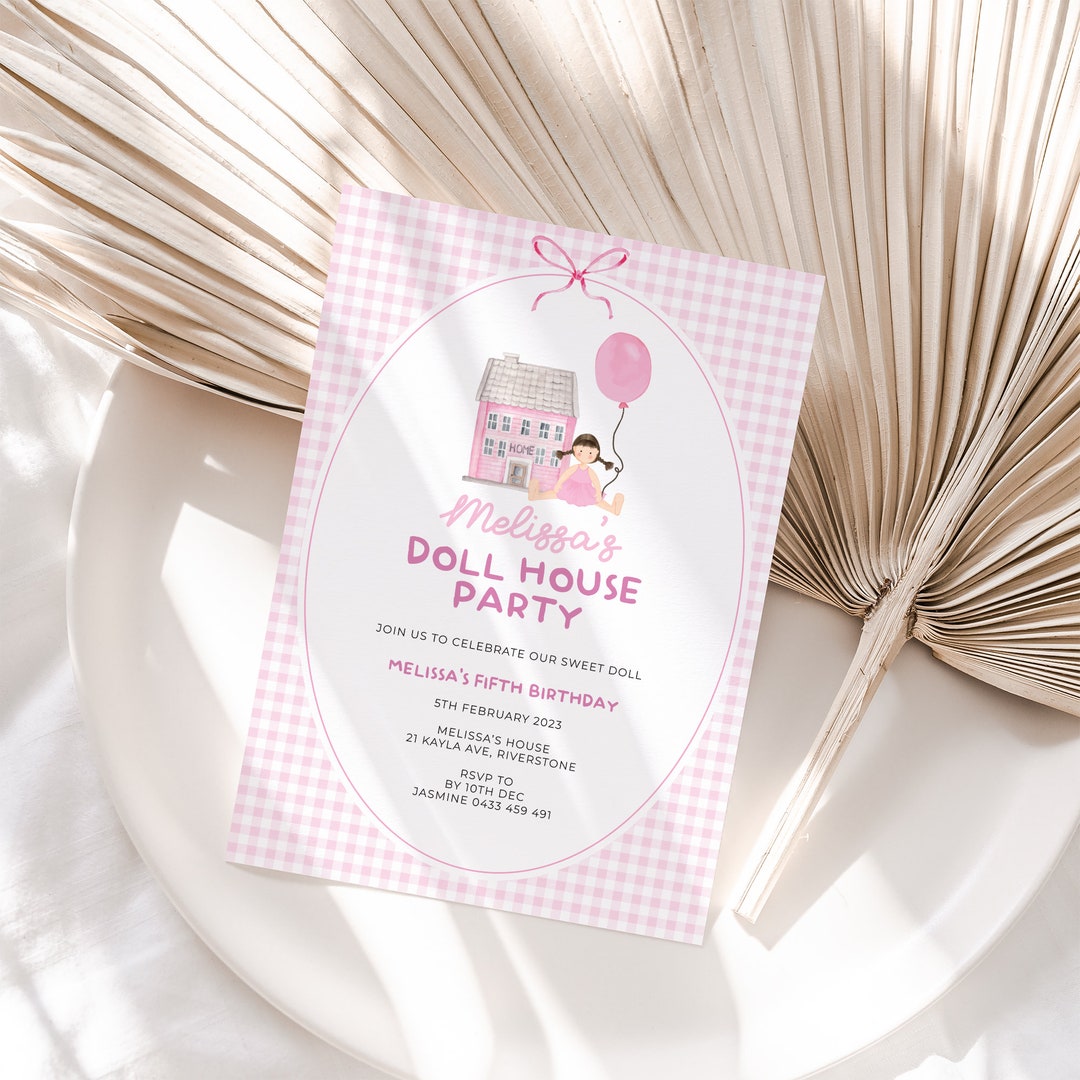 Doll House Birthday Party Invitation American Style Doll House