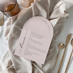 Modern Arch Wedding day Menu | Personalised arch menu | Printable template for Weddings & Events