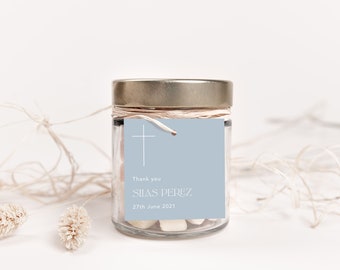 Modern Dusty Blue Thank you tag |Boys Christening | Baptism Invitation | Gift Tag