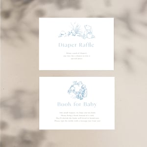 Toile klassieke Pooh Bear baby shower insteekkaarten | Boek voor baby | Luierloterij | Afdrukbaar