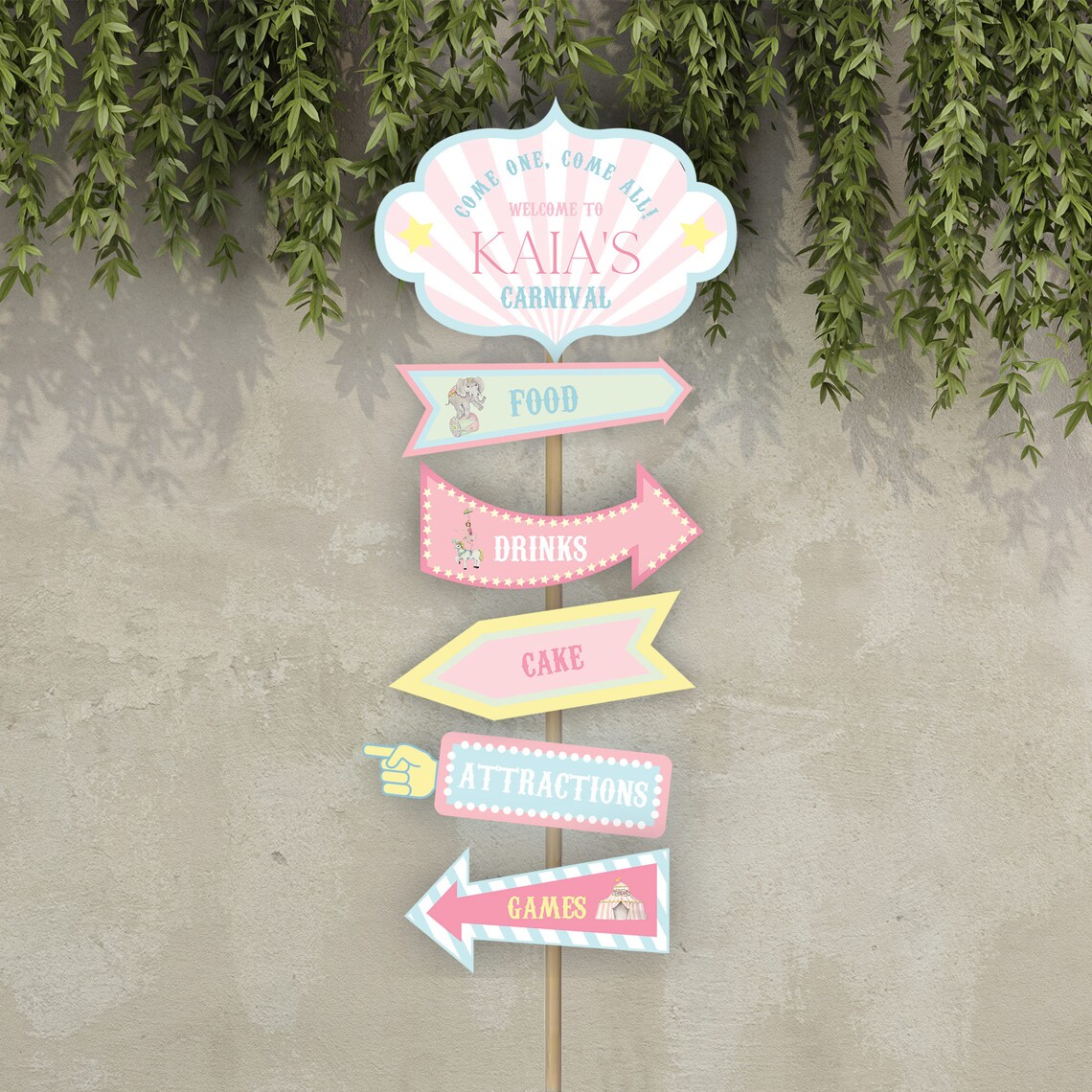 Welcome Direction Sign Carnival Direction Sign for Girls First Birthday | 1st Birthday Welcome ...