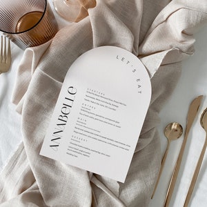 Modern Arch Wedding day Menu | Personalised arch menu