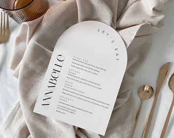 Arch Menu Template | Editable Templett Design | Modern Personalized Menu for Weddings & Events | Includes Cut Line