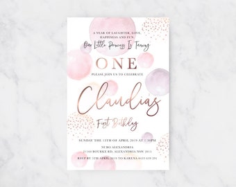 Pretty Balloons Invitation | Girls Birthday | Printable Invitations | First Birthday