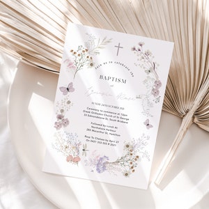 Convite selvagem do batismo dos floristas de <br> Entrega Rápida? Convite das meninas | Convite de Batismo