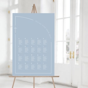 Tableau de sièges semi-arqué bleu poussiéreux moderne | Baptême | Baptême | Garçons