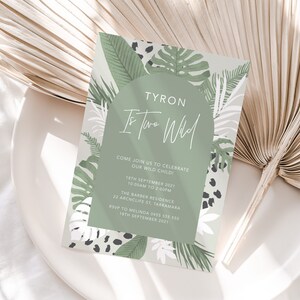 Boys Two Wild Birthday Invitation |Boys Jungle Party Invite