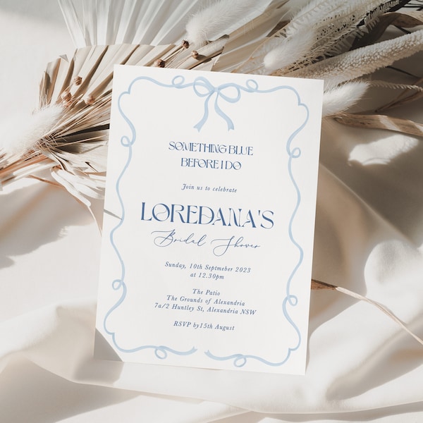 Bridal Shower Invitation | Whimsical floral |  Something blue before I do