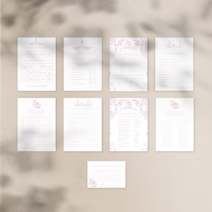 Toile de Jouy konijn spelpakket babyshower | Set van 6 spellen plus bonusadvies voor kersverse ouders