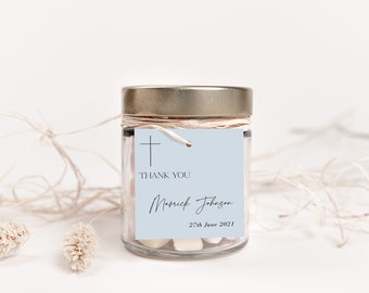 Modern Dusty Blue Thank you tag |Boys Christening | Baptism Invitation | Gift Tag