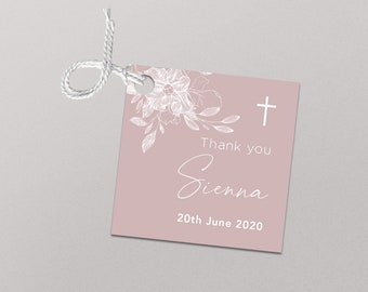 Floral Lace Thank you tag |Girls Christening | Baptism Invitation | Gift Tag