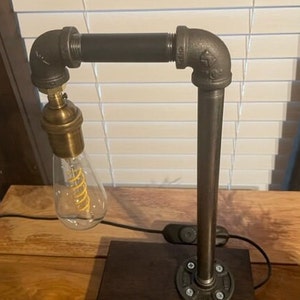 Edison Bulb Industrial Pipe Lamp/Rustic Industrial Table Lamp/Farmhouse Industrial Lamp/Industrial Decor/Edison Bulb Lamp/Hangman Style Lamp image 1