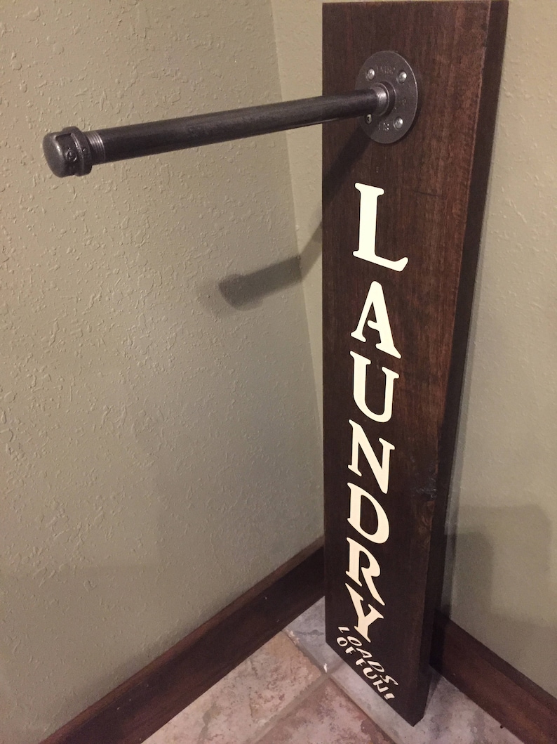Laundry Sign With Hanging Pole/ Rusticindustrial Style Etsy