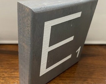 Scrabble Tiles Weathered Gray 4 in. x 4 in., Scrabble Wall Decor, Scrabble Letters Weathered Gray, Large Scrabble Letters, Large Letter Tile