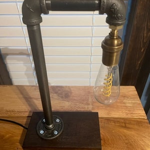 Edison Bulb Industrial Pipe Lamp/Rustic Industrial Table Lamp/Farmhouse Industrial Lamp/Industrial Decor/Edison Bulb Lamp/Hangman Style Lamp image 10