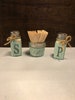 Rustic Salt and Pepper Shakers with Toothpick Holder,Farmhouse style Salt and Pepper Shakers,Rustic kitchen decor, 