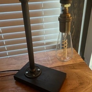 Edison Bulb Industrial Pipe Lamp/Rustic Industrial Table Lamp/Farmhouse Industrial Lamp/Industrial Decor/Edison Bulb Lamp/Hangman Style Lamp image 2