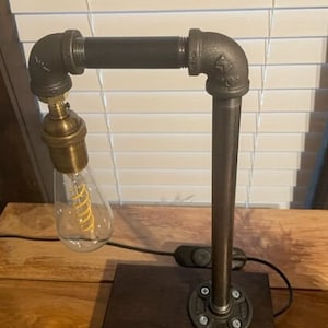 Edison Bulb Industrial Pipe Lamp/Rustic Industrial Table Lamp/Farmhouse Industrial Lamp/Industrial Decor/Edison Bulb Lamp/Hangman Style Lamp image 5