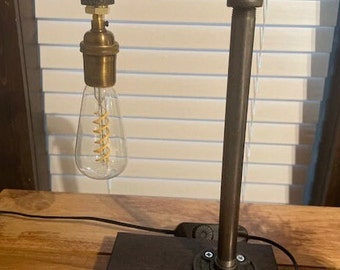 Edison Bulb Industrial Pipe Lamp/Rustic Industrial Table Lamp/Farmhouse Industrial Lamp/Industrial Decor/Edison Bulb Lamp/Hangman Style Lamp