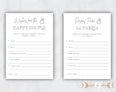 English & Spanish Wedding Games - Wishes for the Couple / Deseos Para La Pareja - INSTANT DOWNLOAD