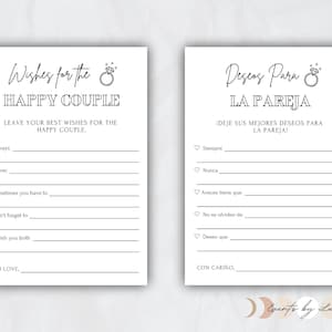 英語とスペイン語の結婚式ゲーム - カップルへの願い / Deseos Para La Pareja - インスタントダウンロード