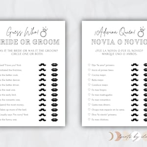 Juegos de Boda en Inglés y Español - Guess Who / Adivina Quien - DESCARGA INSTANTE