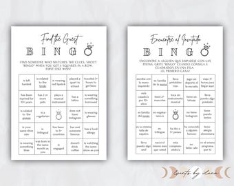 Giochi di matrimonio in inglese e spagnolo - Trova l'ospite Bingo / Encuentra Al Invitado Bingo - DOWNLOAD IMMEDIATO