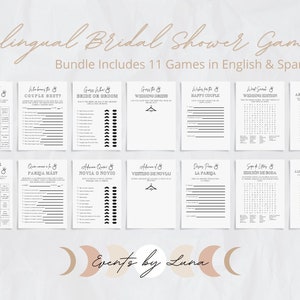 Juegos de bodas en inglés y español, Paquete de juegos de despedida de soltera, Paquete de Juegos de Despedida de Soltera, DESCARGA INSTANTÁNEA