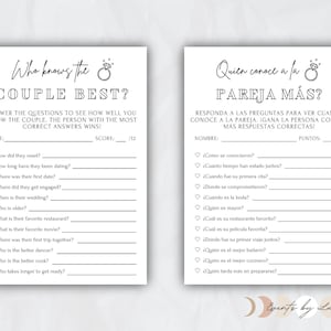 Jogos de casamento em inglês e espanhol - Quem conhece melhor o casal / Quien Conoce a la Pareja Mas - DOWNLOAD INSTANTÂNEO