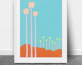 Deserto de Palm Springs, download DIGITAL, arte para impressão, impressão pop art, impressão de palmeira, decoração de casa, arte de parede original, arte de paisagem moderna, arte