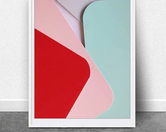 Resumo vermelho, download DIGITAL, arte contemporânea, arte de parede, impressão de arte em colagem, impressão de arte em negrito, arte de declaração, impressão de arte abstrata, impressão em vermelho