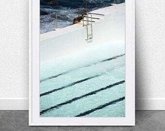 Na parte funda da piscina, Fotografia artística, Impressão artística costeira, Fotografia náutica, Impressão de praia, Fotografia de piscina oceânica, Arte de parede moderna, Impressão moderna