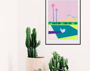 Splash!, DIGITAL Download, Printable Art, Palm Springs Art, Pop Art, Mid century Art, Swimming Pool Art, Colorful Art, Bold Art, Palm Trees