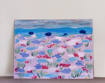 Paisagem do deserto, ARTE ORIGINAL, Pintura em tela, Pintura acrílica, Pastel, Rosa, Natureza, Arte abstrata, Floral, Palm Springs, Arte paisagística