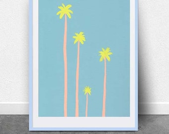 Suburban Palms, DIGITAL Art FILE, Arte para impressão, Arte instantânea, Palmeiras, Palm Springs, California Palms, Pop Art, Moderno, Mínimo, Pastel