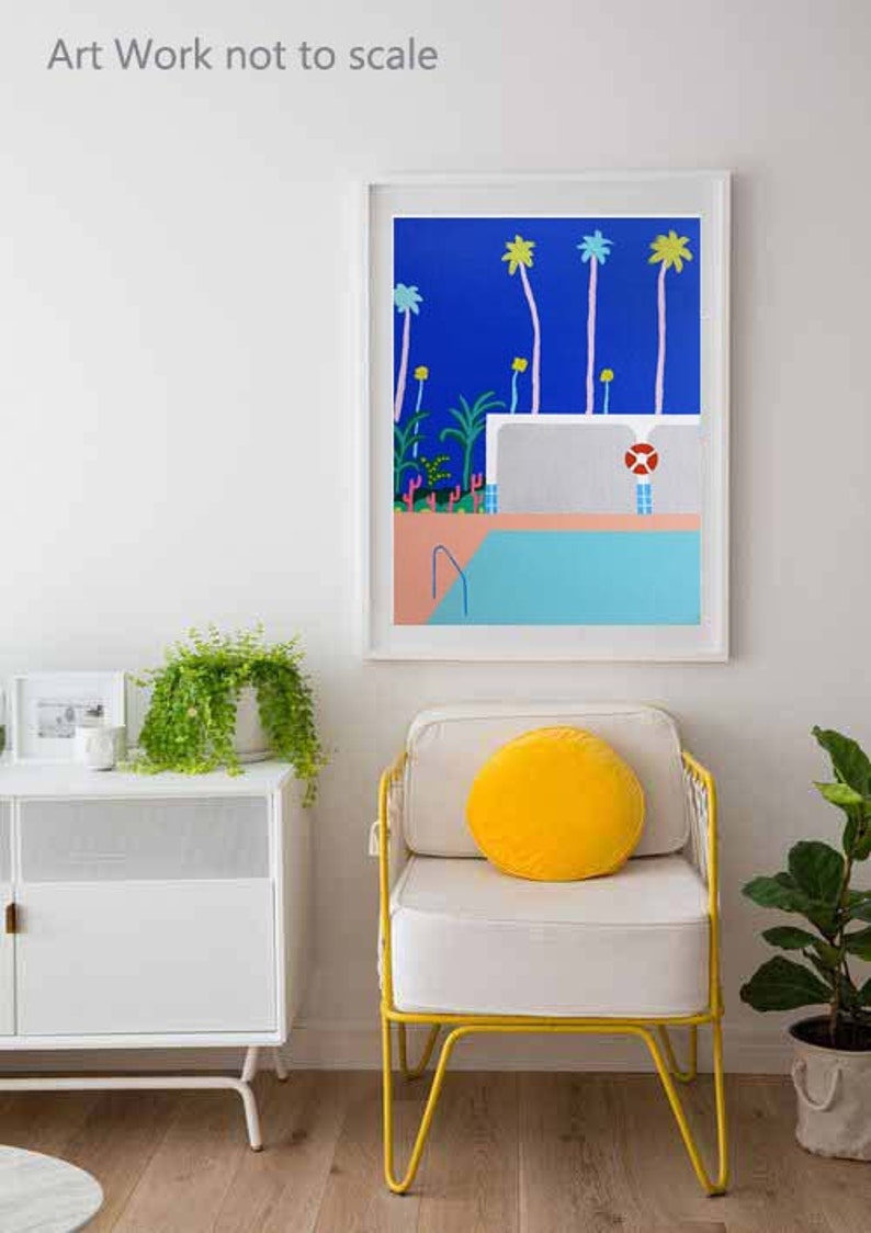 Pool House Digital Art Work Palm Springs Instant Download Downloadable Art Pop Art Mid Century Summer Art Bold Colours Wall Art